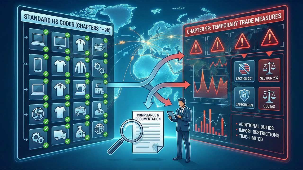 HS Code 2026 for Temporary legislation, modifications, additional import restrictions