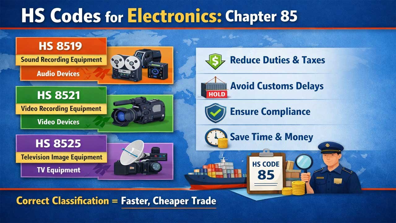 HS Code 2026 for Electrical machinery, sound recorders, television image