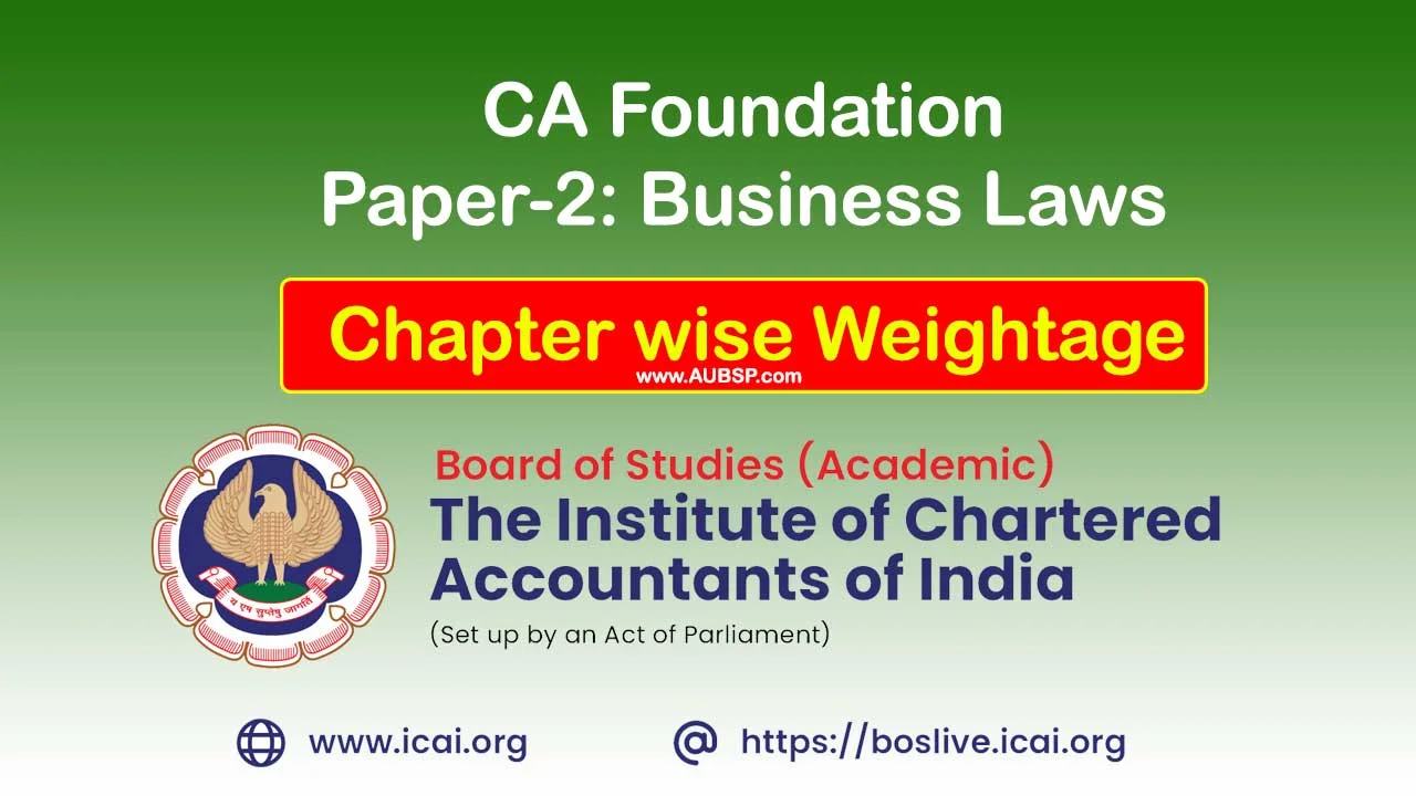 CA Foundation Paper-2 Weightage Sept 2024 Exams