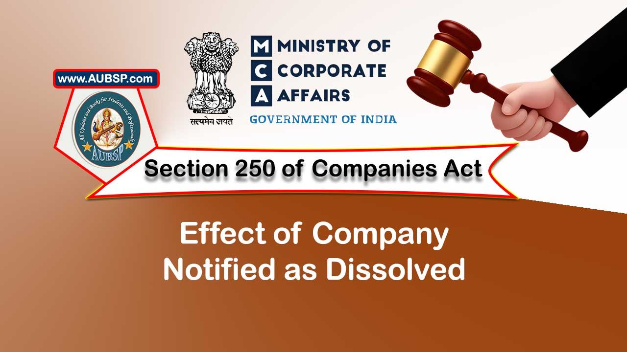 Section 250 Effect of company notified as dissolved – Companies Act 2013
