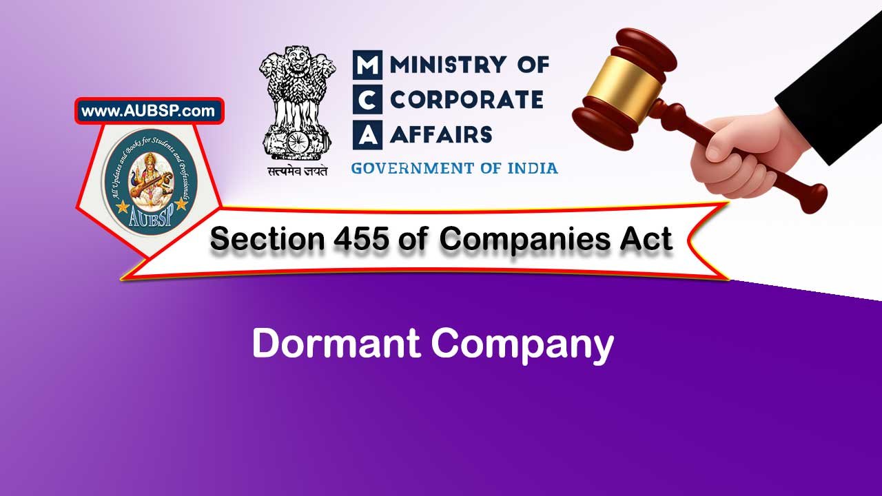 Section 455 Dormant company – Companies Act 2013