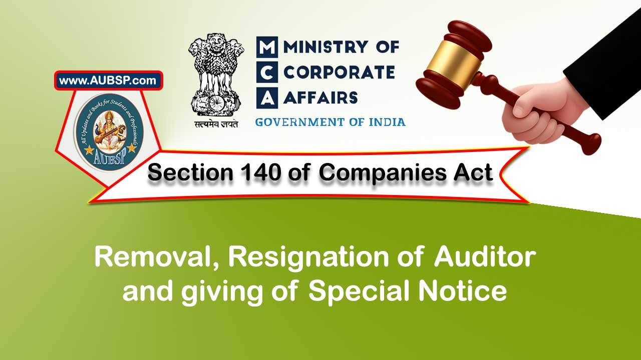 Section 140 Removal, resignation of auditor and giving of special notice – Companies Act 2013