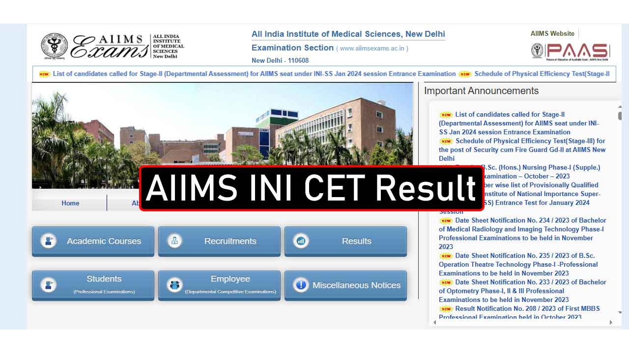 AIIMS INI CET January Result 2023: All You Need to Know