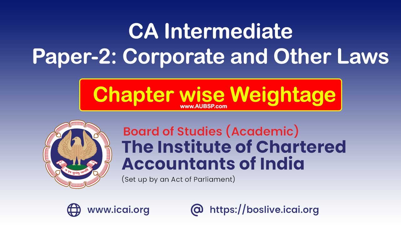 CA Intermediate Paper-2 Weightage Sept 2024 Exams