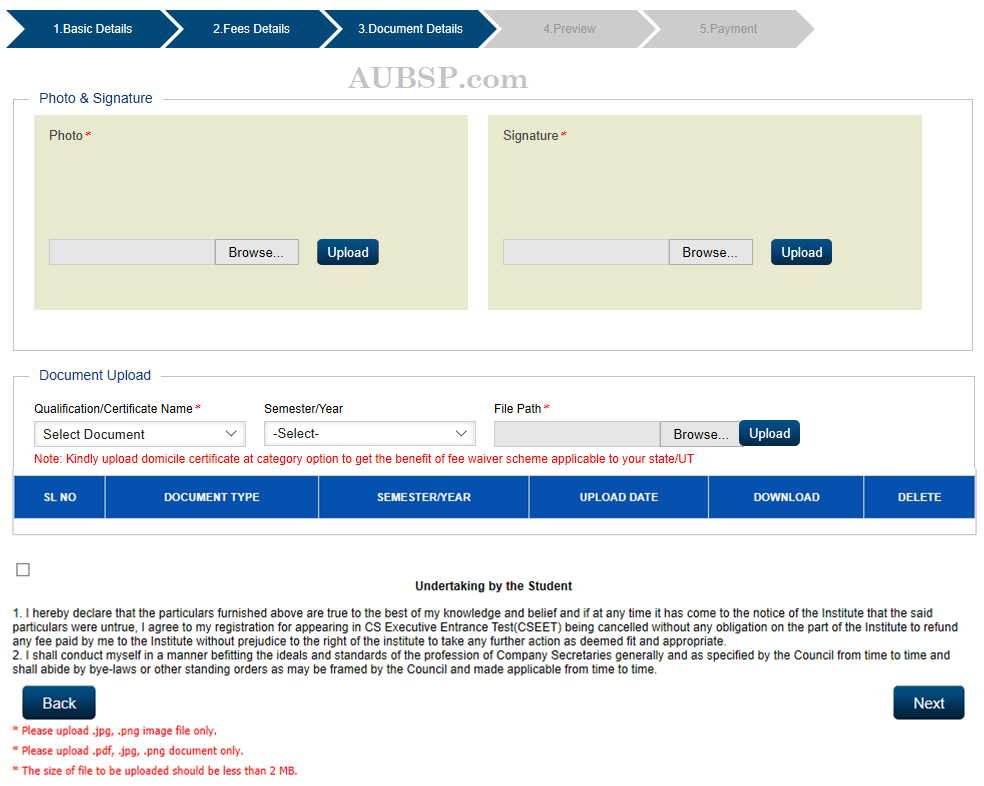 Step-6 Upload Mandatory Documents