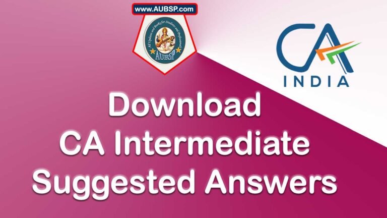 CA Intermediate Suggested Answers SEP 2025 Download PDF – AUBSP