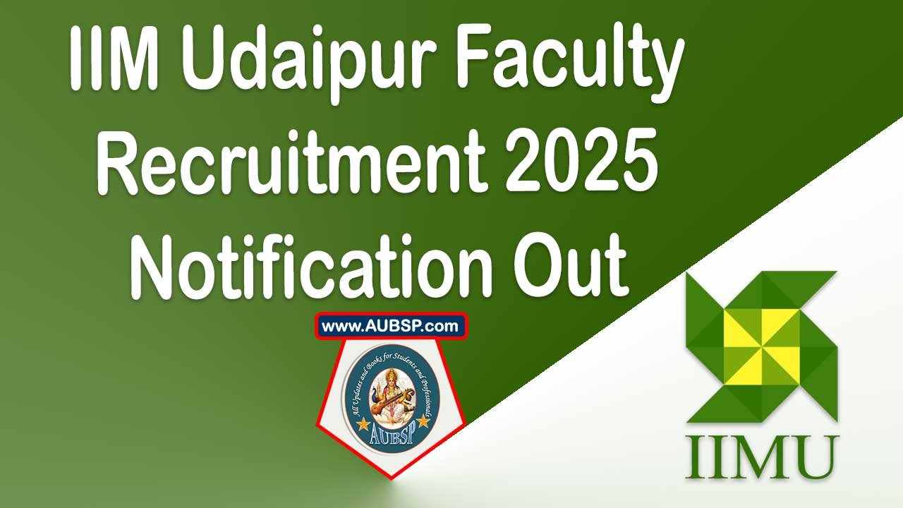 IIM Udaipur Special Faculty Recruitment 2025 for SC/ST/OBC/EWS/PwD – Apply Online Now