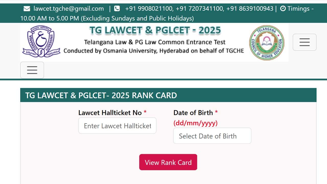 TS LAWCET and PGLCET 2025 Results Declared: Download Scorecard, Check Key Dates and Counselling Details