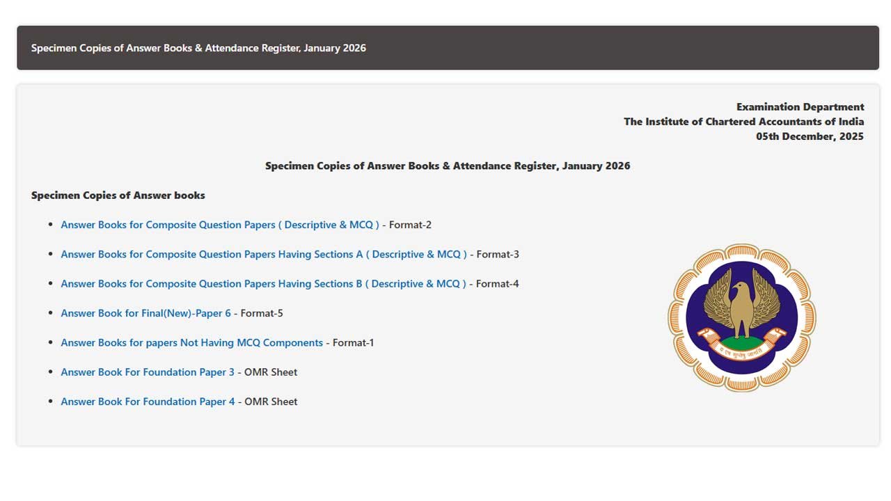 icai omr sheet answer book instructions