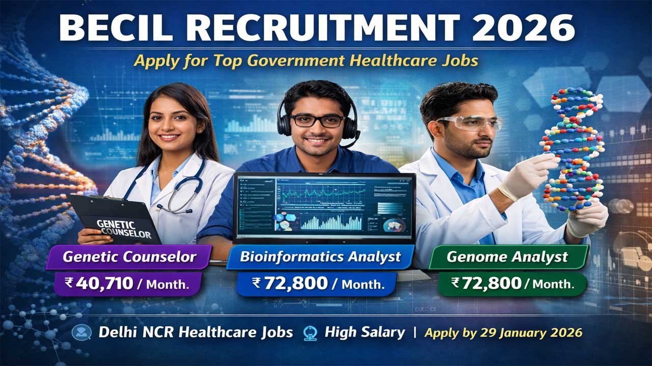 BECIL Recruitment 2026: Apply for Genetic Counselor, Bioinformatics Analyst & Genome Analyst Jobs