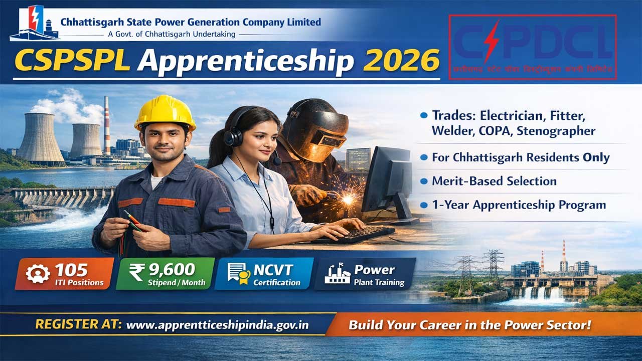 CSPSPL Apprenticeship 2026: 105 Government Jobs for ITI Graduates – Apply Now