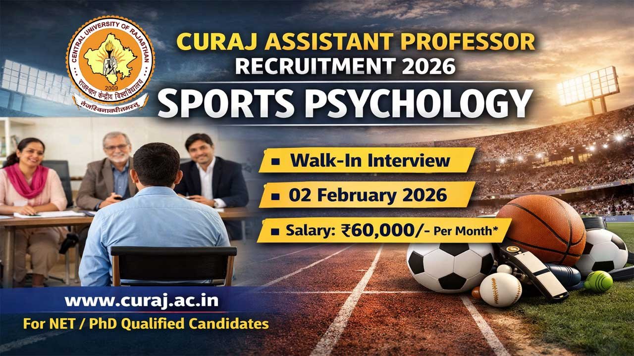 CURAJ Assistant Professor Sports Psychology Recruitment 2026 – Walk-in Interview, Salary & Eligibility