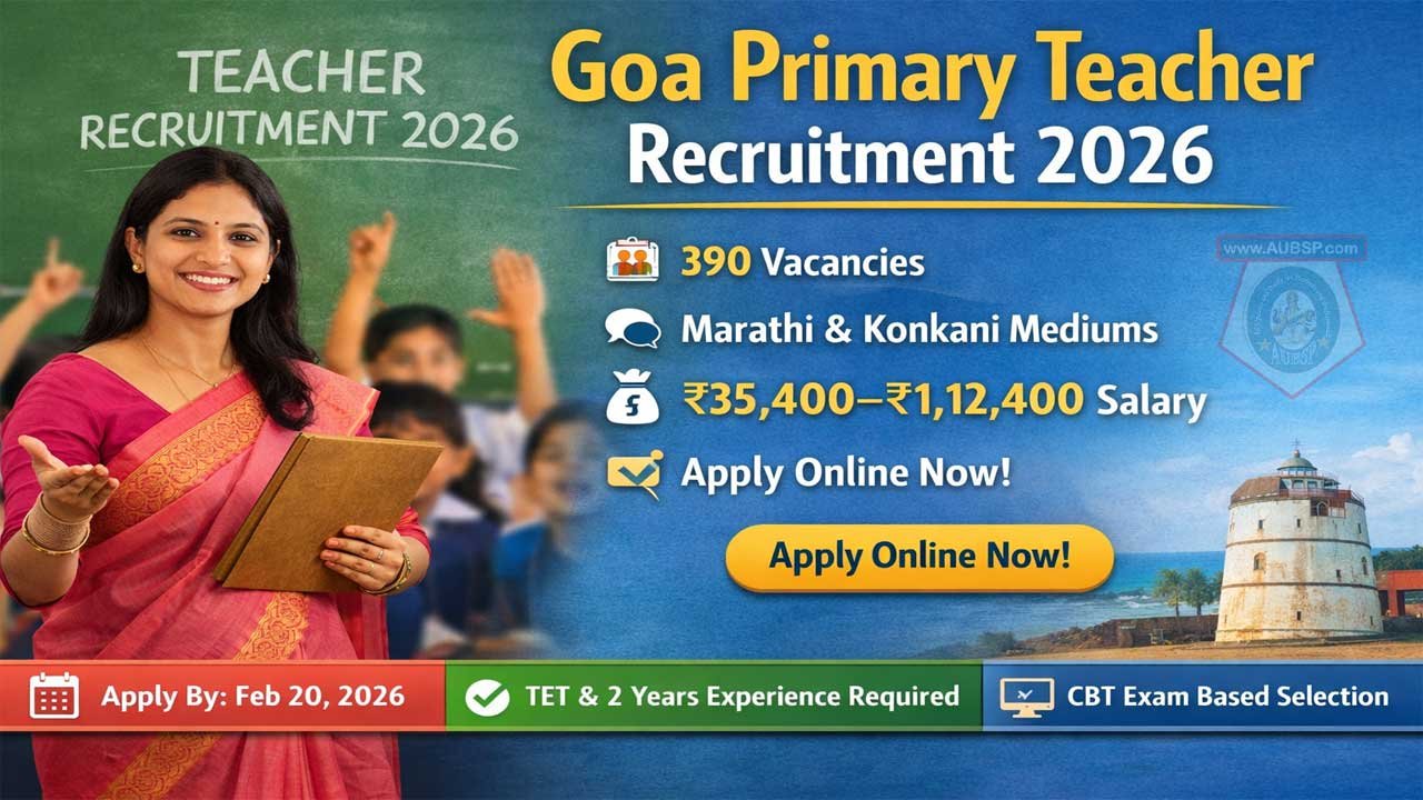 Goa Government Primary School Teacher Recruitment 2026: 390 Vacancies, Eligibility, Salary & Apply Online
