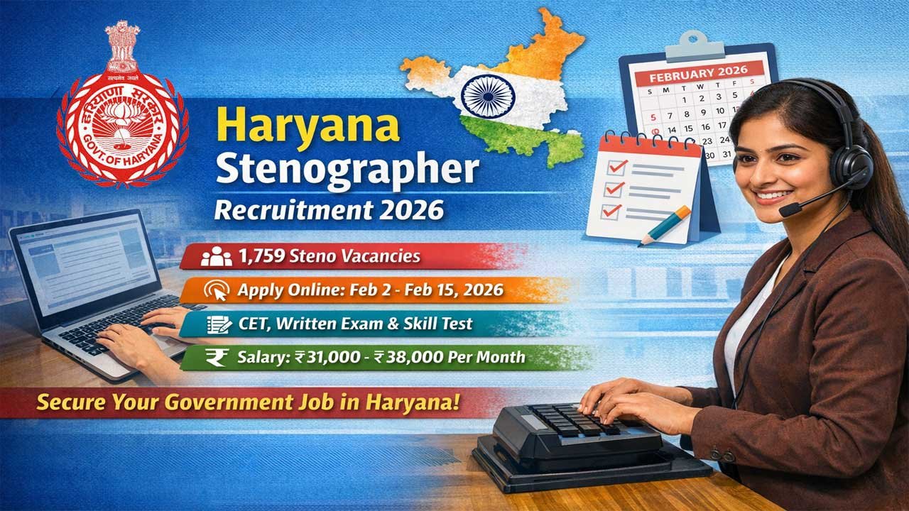 HSSC Stenographer Recruitment 2026: 1759 Government Jobs in Haryana – Apply Now