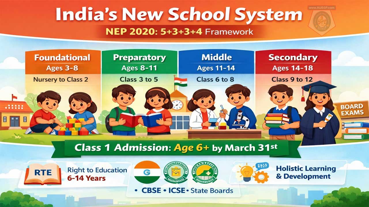 India School Admission Age Guide 2026: NEP 2020 5+3+3+4 System Explained