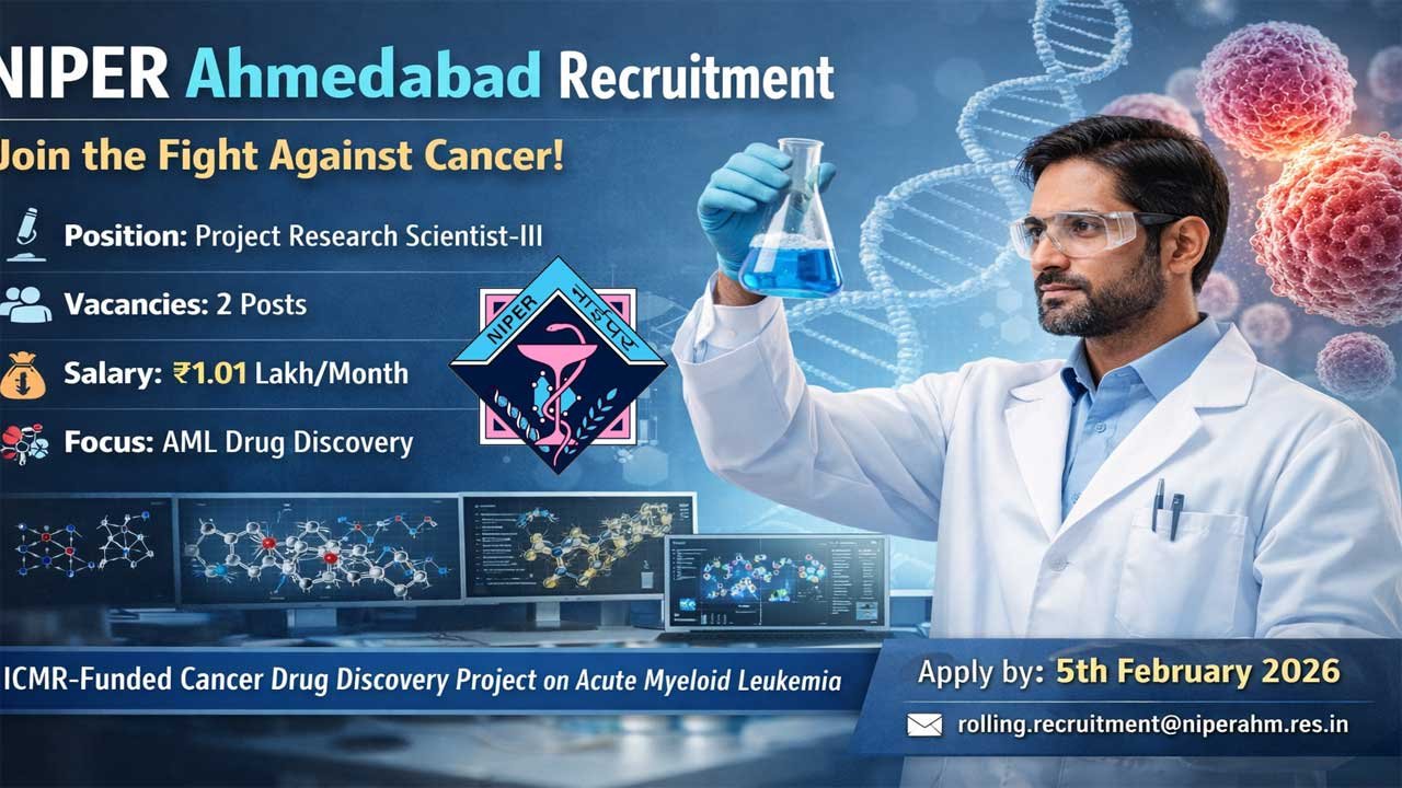 NIPER Ahmedabad Recruitment 2026: Project Research Scientist Position in Pharmaceutical Drug Discovery