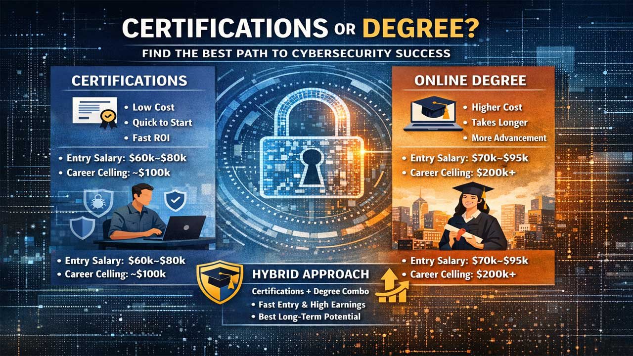 Online Cybersecurity Degrees vs. Certifications: Which Offers Better ROI?
