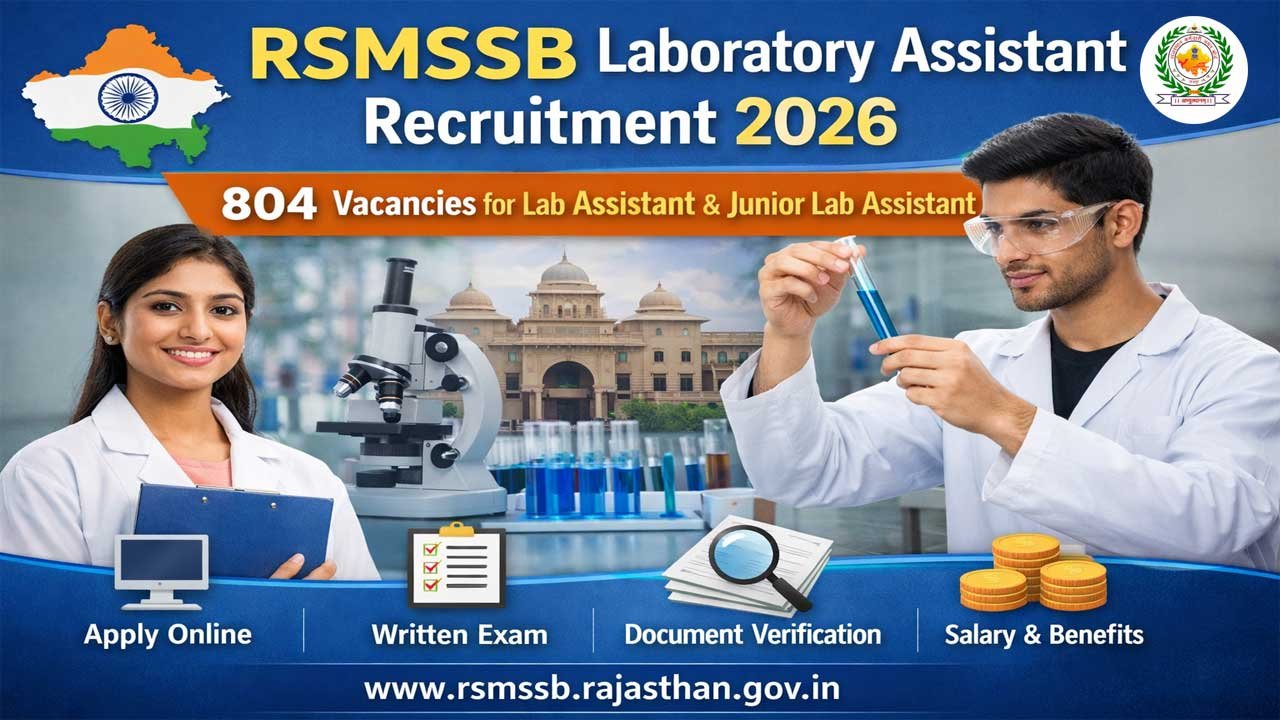 RSMSSB Laboratory Assistant Recruitment 2026: Apply Online for 804 Lab Assistant & Junior Lab Assistant Posts in Rajasthan