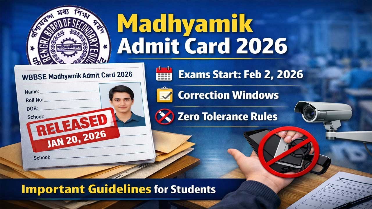 WBBSE Madhyamik Admit Card 2026 Released: Exam Dates, Correction Rules & Zero Tolerance Guidelines