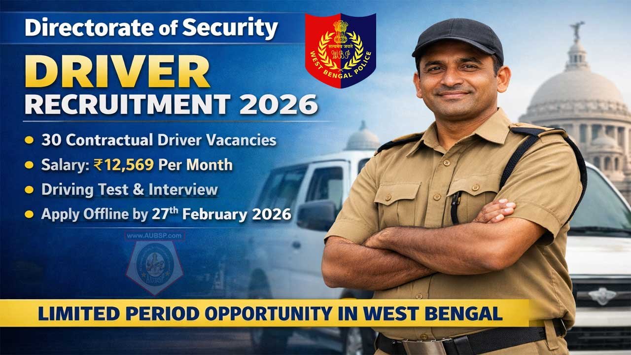 West Bengal Police Recruitment 2026: Apply Offline for 30 Contractual Driver Posts