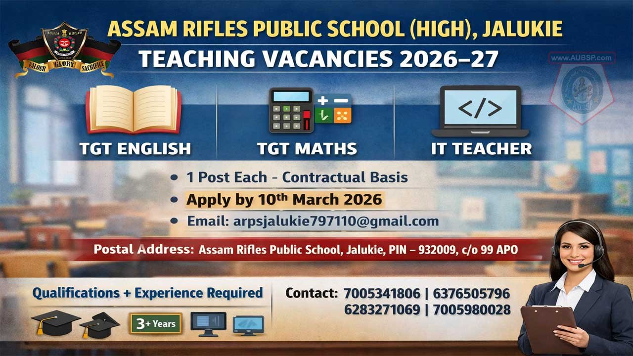 Assam Rifles Public School Jalukie Recruitment