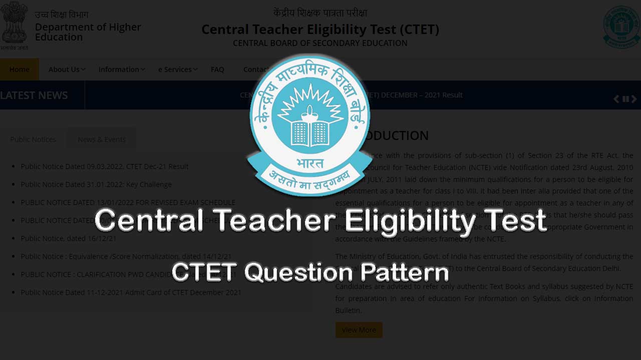 CTET Question Paper Pattern January 2024